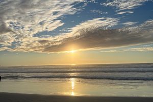 The sun setting over the Pacific Ocean