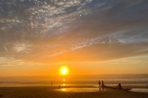 The sun setting over the Pacific Ocean