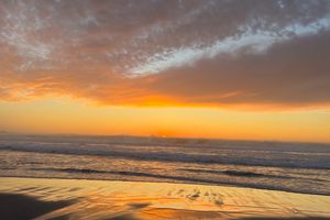 The sun setting over the Pacific Ocean