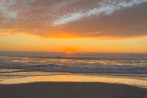 The sun setting over the Pacific Ocean