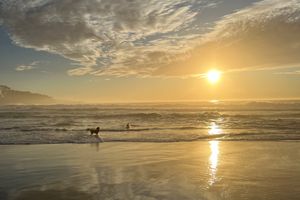 The sun setting over the Pacific Ocean